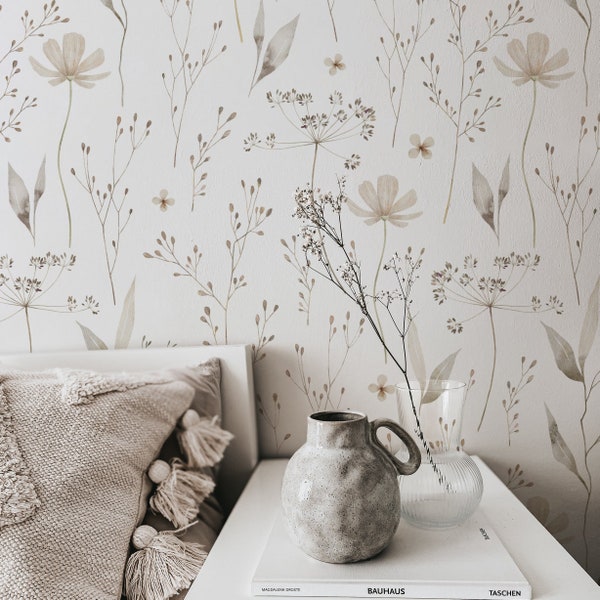 Tranquil Bloom Wallpaper. 2023 Collection. Removable Peel and Stick Wallpaper and Traditional Wallpaper Options. Accent Wall. *