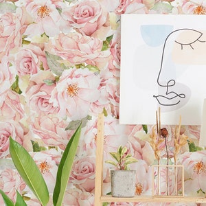 Hand Painted Floral Wallpaper. 2023 Collection. Watercolor Floral. Peel and Stick. Removable. Accent Wall. 25 Inch*
