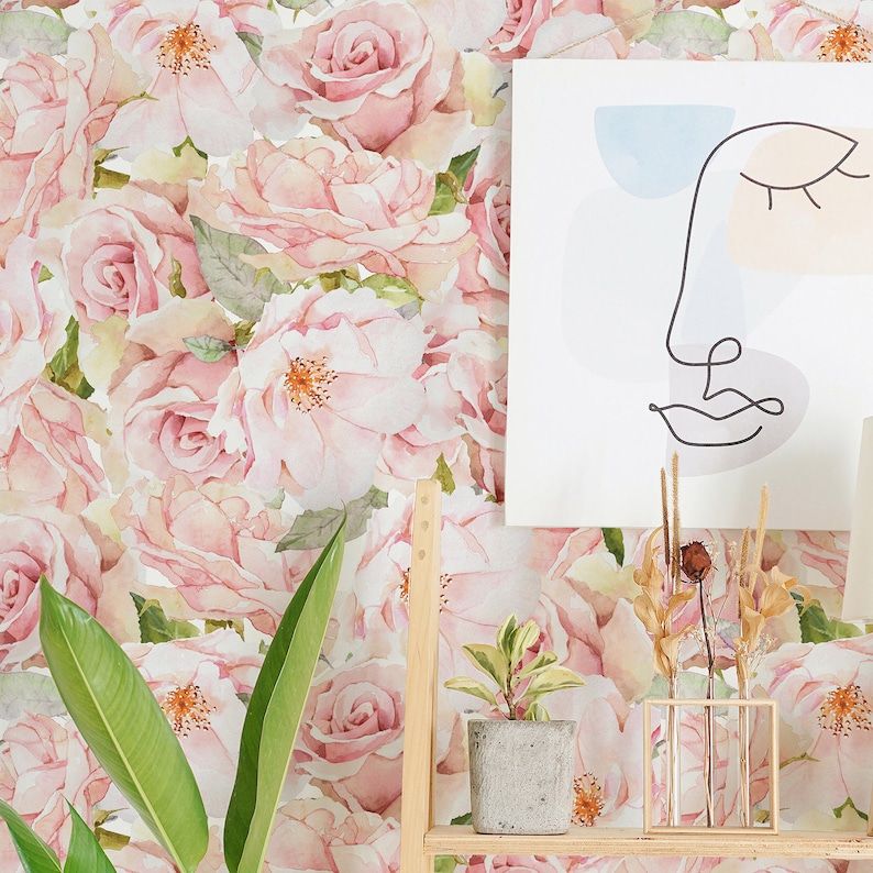 Hand Painted Floral Wallpaper. 2023 Collection. Watercolor Etsy