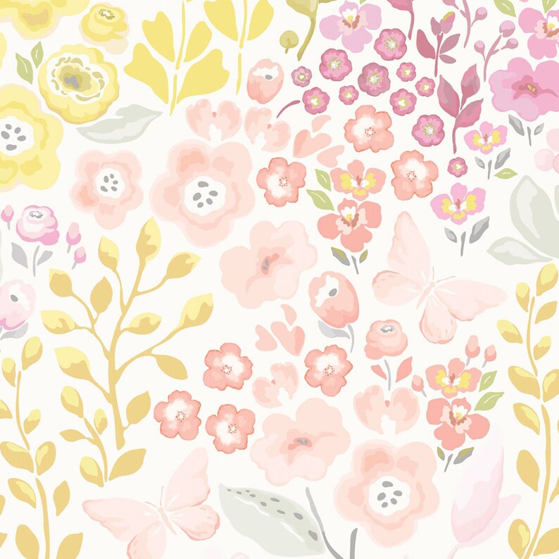 Hand Painted Floral Wallpaper. 2023 Collection. Watercolor. Etsy