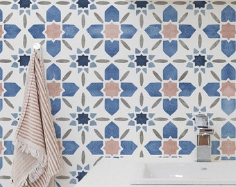 Bright Modern Tile Wallpaper. 2020 Wallpaper. Azulejos Tile Collection. Peel and Stick. Removable. Accent Wall. Available in Many Colors.upd