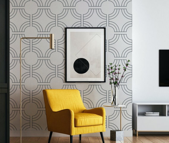 Simple Geometric Wallpaper. Color: Charcoal. Geometric Tile - Etsy Canada Simple Geometric Wallpaper. Color: Charcoal. Geometric Tile - Etsy Canada