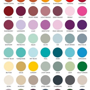May include: A color chart with 60 different color swatches, each with a name label. The colors are arranged in rows and columns, with the names of the colors listed below each swatch.