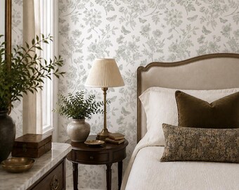 Wild Rose Toile Wallpaper. Peel + Stick and Traditional Options. Accent Wall. *