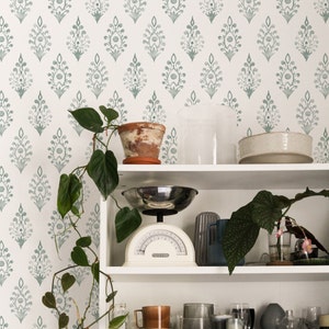 Hand Painted Wallpaper. Sage. Modern and Minimal. Peel and Stick. Removable. Accent Wall. Available in Many Colors. 25 Inch. *
