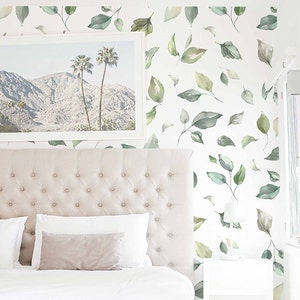 Hand Painted Floral Wallpaper. 2020 Collection. Watercolor Floral. Peel and Stick. Removable. Accent Wall. *