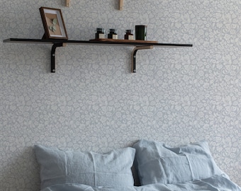 Faded Blue Vintage Floral Wallpaper - 25". Floral Wallpaper. Peel + Stick and Traditional Options. Accent Wall. Bedroom Wallpaper. Vintage.