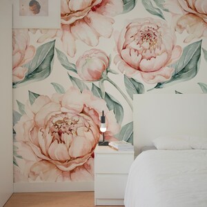 Large Peony Wallpaper. 2022. Peony Mural Wallpaper. Peel + Stick and Traditional Options. Accent Wall.updated