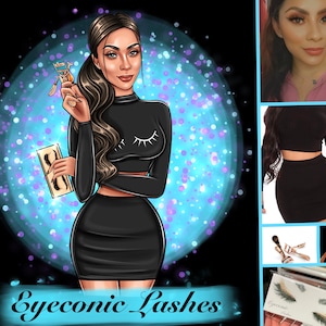 Logo artysty rzęs, logo producenta rzęs, logo projektanta rzęs, logo technologii rzęs, logo Beauty Lashes, logo przedłużania rzęs, logo studia rzęs, logo kreskówkowe