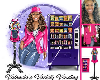 Variety Vending Logo,Cartoon Logo,Custom Cartoon Logo,Digital Portrait,Avatar Logo,Business Logo,Caricature Logo,Florist Logo,Custom Logo
