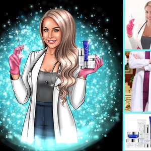 Logotipo de esteticista Retrato digital Logotipo de vendedor de automóviles para empresas Logotipo de dibujo a mano Logotipo de caricatura Logotipo de empresa, logotipo de Avatar, logotipo de retrato personalizado
