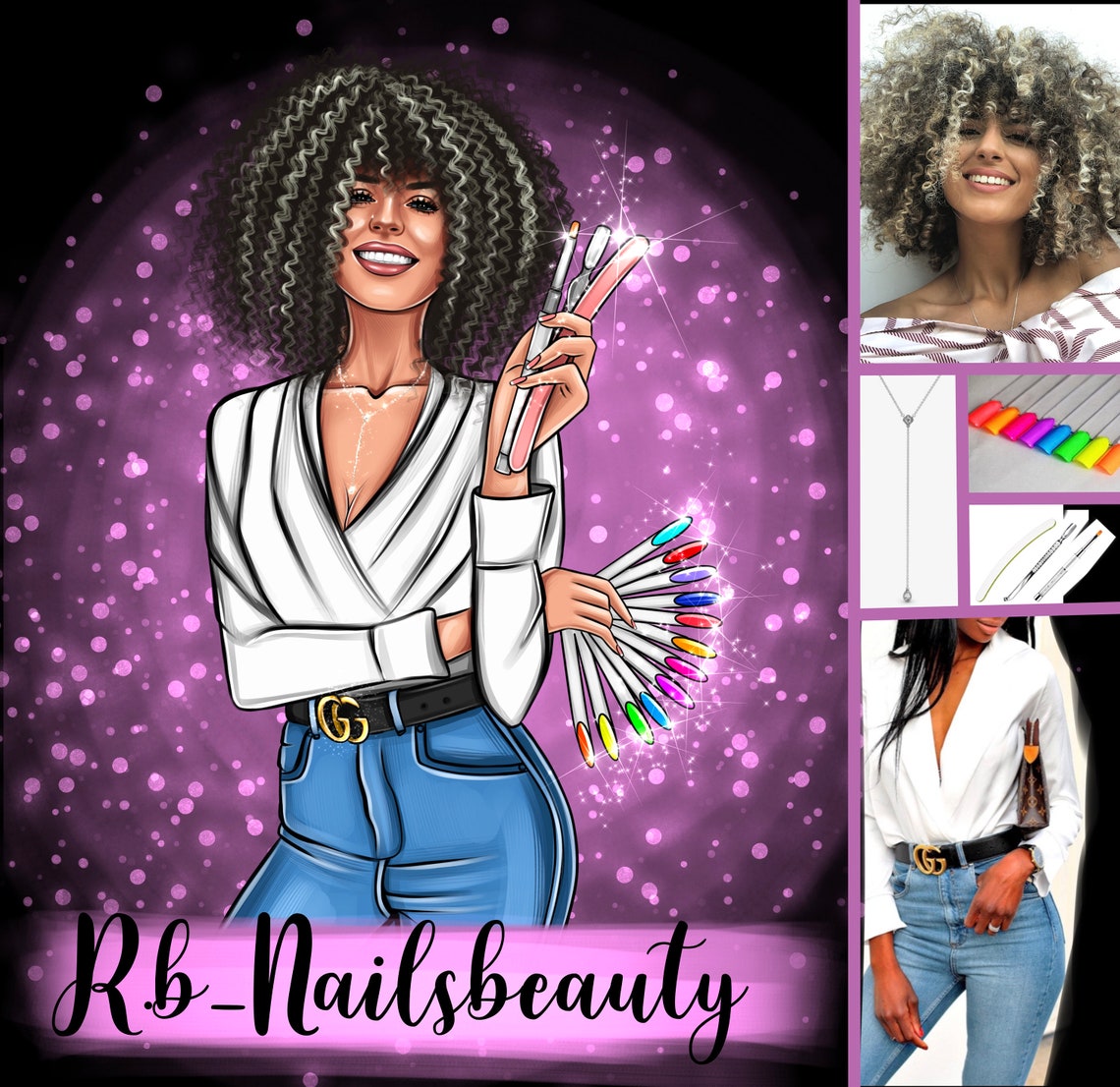 Nail artist logo Cartoon logo from photo Nail tech logo design | Etsy