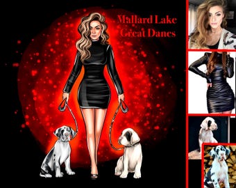 Logo huisdiertrimmer, logo huisdierfokker, logo Dog Walker, familielogo met huisdier, huisdierlogo, cartoonlogo, handgetekend logo, digitaal portret, bedrijfslogo