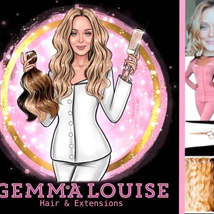 Kapper logo ontwerp, haarstylist logo ontwerp, haarextensie logo ontwerp, cartoon portret logo, avatar logo, portret logo voor bedrijven