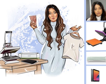 Logotipo de Cricut Craft Maker, logotipo de Crafter, marca de fabricante de vasos, logotipo de dibujos animados, logotipo de retrato, logotipo de caricatura, logotipo de empresa, logotipo de Avatar, logotipo personalizado