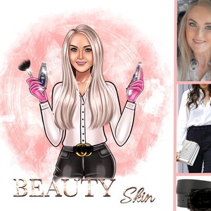 Logotipo de artista de maquillaje, diseño de logotipo de maquillaje, marca de salón de belleza, logotipo de dibujos animados, retrato digital, logotipo de dibujos animados personalizado, logotipo de negocio personalizado