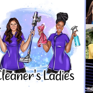 Cleaning Business Logo,House chores Logo,Cartoon Logo Design,Office Cleaner Logo,Housekeeper Logo,Avatar Logo,Maid Service,Digital Logo