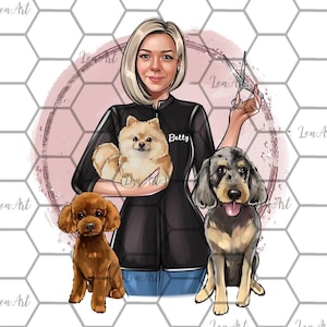 Logo huisdierfokker, logo-ontwerp huisdiertrimmer, logo paard behandelt, logo Dog Walker, familielogo met huisdier, logo huisdier, logo huisdier, cartoonlogo, digitaal portret
