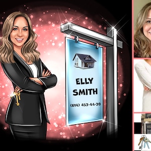 Real Estate logo Digital portrait Cartoon from photo Portrait logo Caricature logo Business logo Avatar logo,Custom portrait logo
