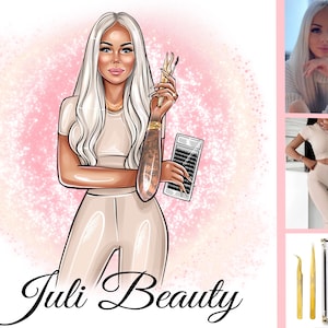 Lash Artist Logo,Lash Designer Logo,Lash Maker Logo,Beauty Saloon Logo,Cartoon Logo,Avatar Logo,Digital Portrait,Caricature Logo,Custom Logo