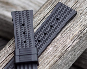 Vintage Retro Waffle Style Rubber Watch Band Straps 20mm 22mm