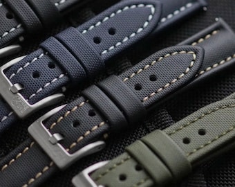 B & R Bands Deluxe Sailcloth Quick Release Watch Band Straps  20mm 22mm