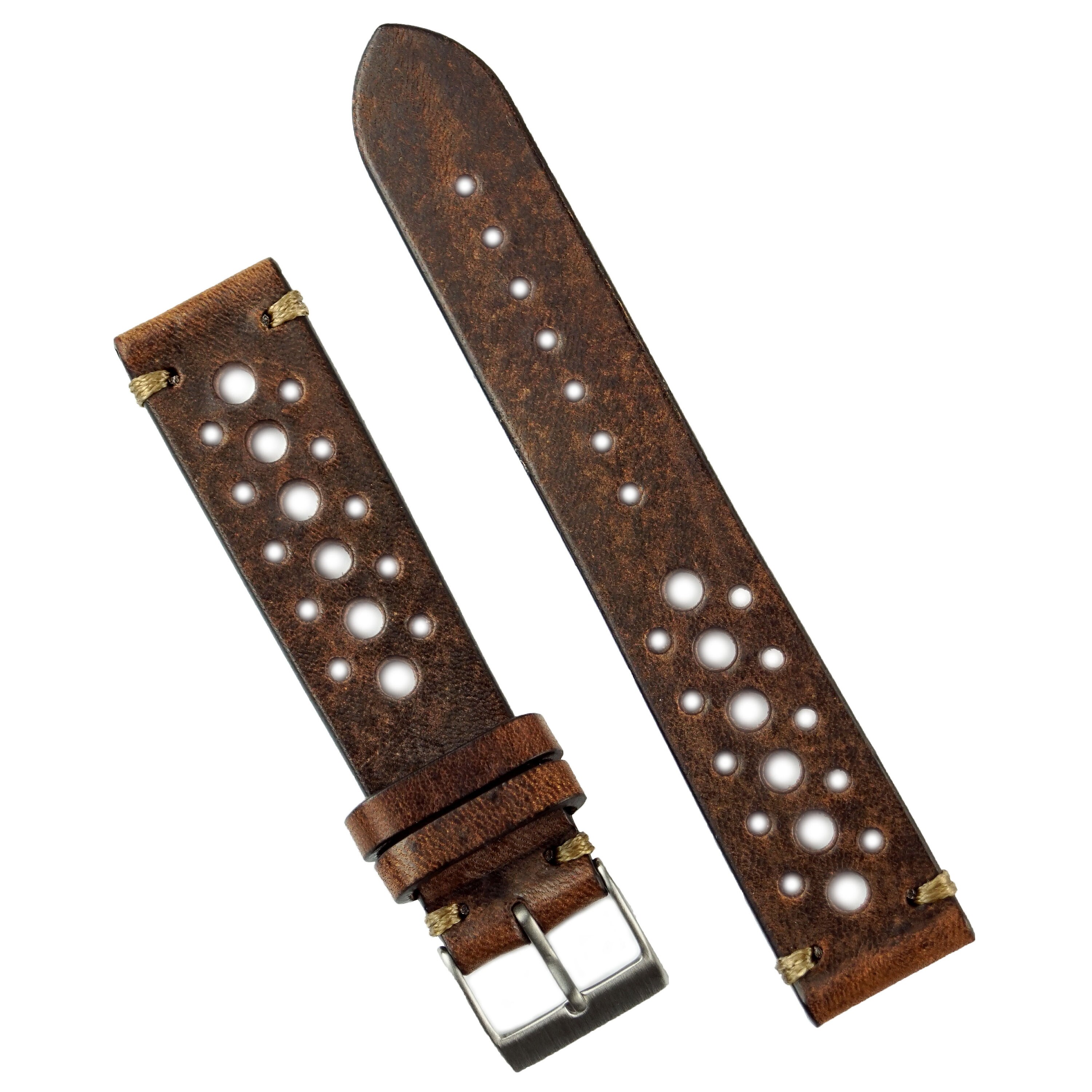 B R Bands Classic Vintage Racing Leather Watch Band Straps 18mm