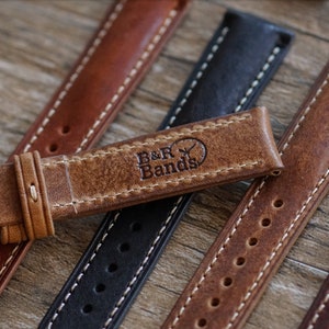 B & R Bands Padded Vintage Leather Watch Band Straps - 18mm 20mm 22mm