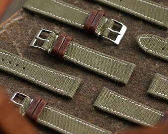 B & R Bands Washed Canvas Watch Bands Straps 20mm 22mm