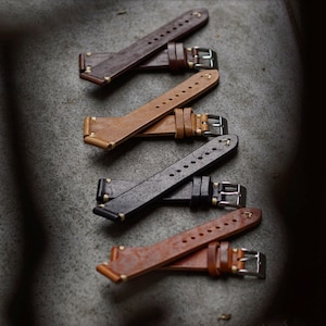 B & R Bands Bracelets de montre en cuir vintage italiens classiques cousus main écru 18 mm 19 mm 20 mm 21 mm 22 mm