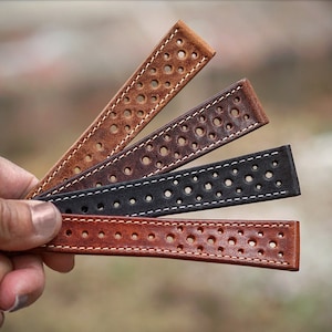 B & R Bands Le Mans Racing Italian Leather Watch Strap Bands 18mm 19mm 20mm 22mm