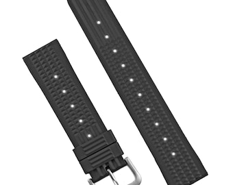 FKM Horlogebandje van rubber, 20/22 mm, zacht, ademend, met 2 bevestigingslussen, reservearmband voor dames en heren, Donkerblauw, 20mm, Riem