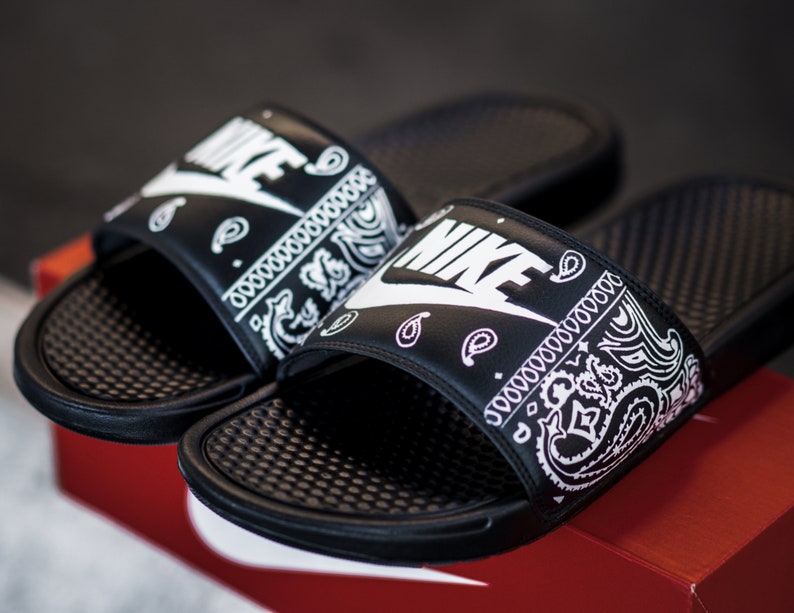 blue bandana slides mens