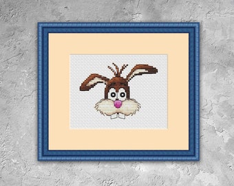 Cute Easter Bunny Cross Stitch Counted Pattern - Baby Animal Embroidery ...