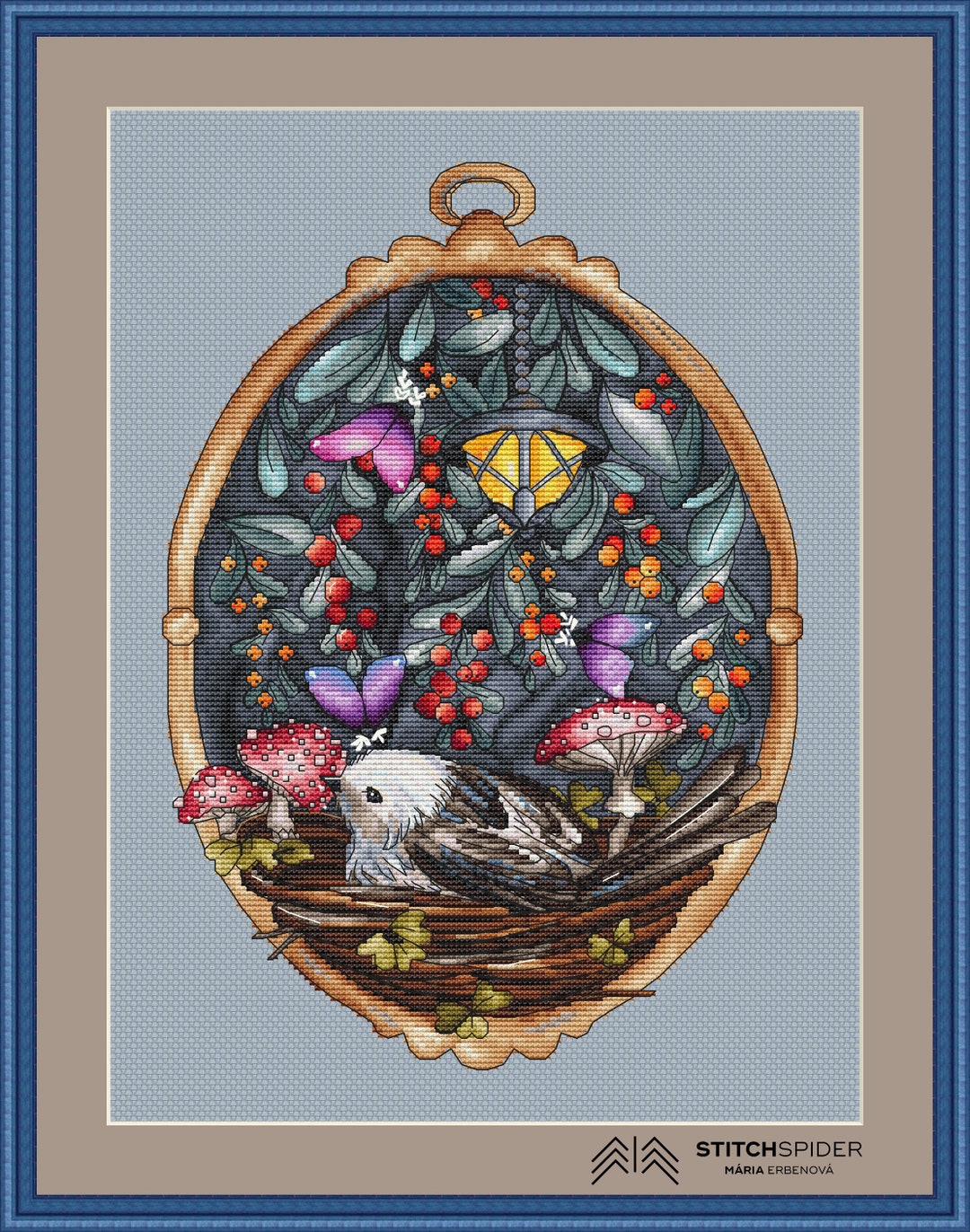 Nested in a Frame Counted Cross Stitch Pattern to Download Etsy