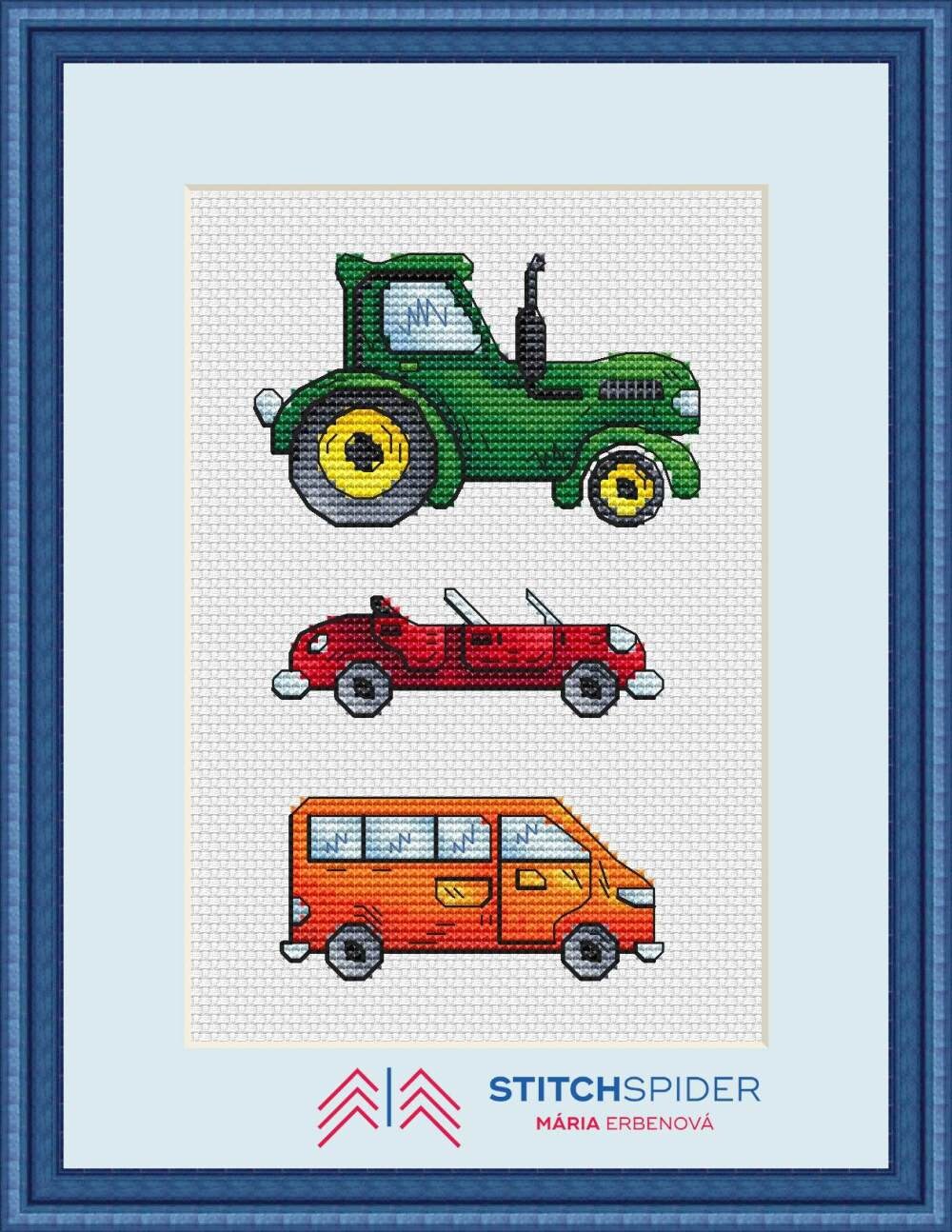 Playful Vehicles Counted Cross Stitch Vehicles Pattern to - Etsy