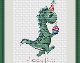 Dinosaur Cross Stitch Pattern, Children's Embroidery (PDF Pattern)