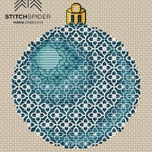 Blue Blackwork-kerstbal – kruissteekpatroon (pdf)
