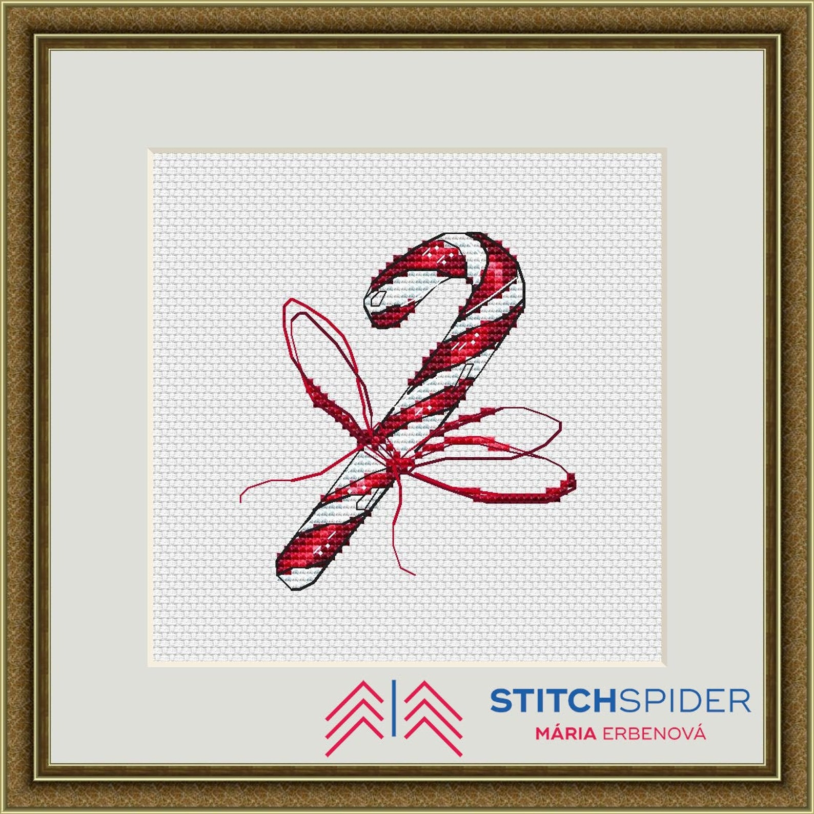 Christmas Candy Cane, Counted Cross Stitch Pattern to Download, Pdf