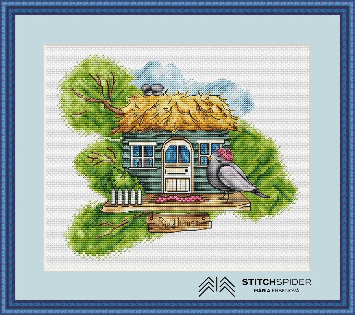 Bird House, Counted Cross Stitch Pattern From Illustration to Download