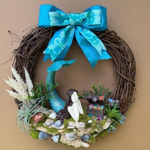 nautical wreath, mermaid wreath, grapevine wreath, coastal wreath, ocean wreath, beach wreath, tropical wreath, driftwood wreath, wreath