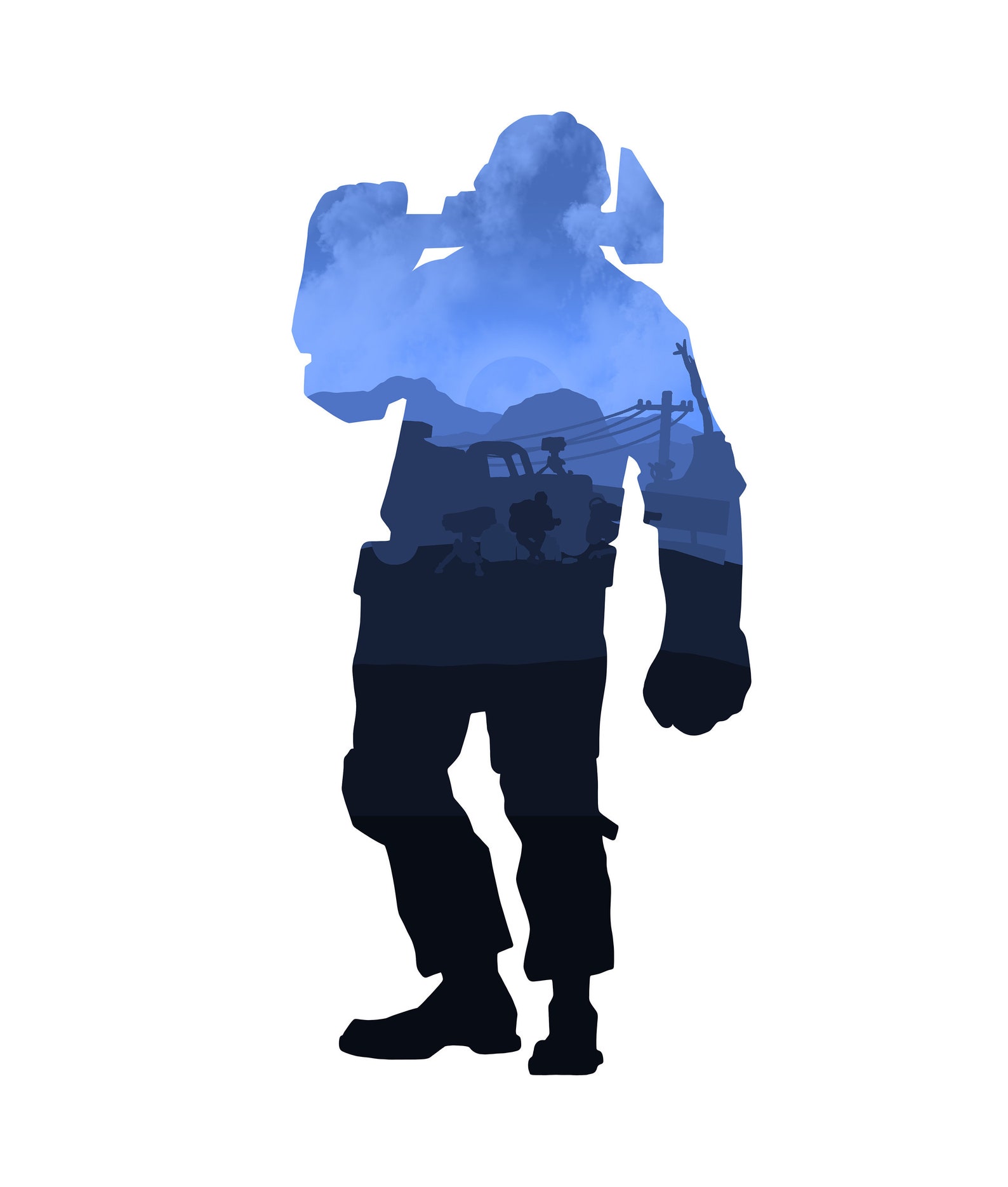 Team Fortress 2 Blue Engineer Digital Silhouette Piece - Etsy