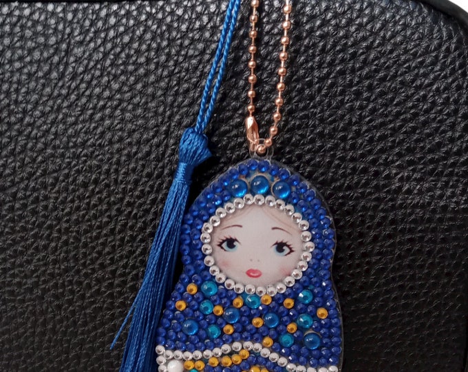 Russian Rhinestone doll keychain