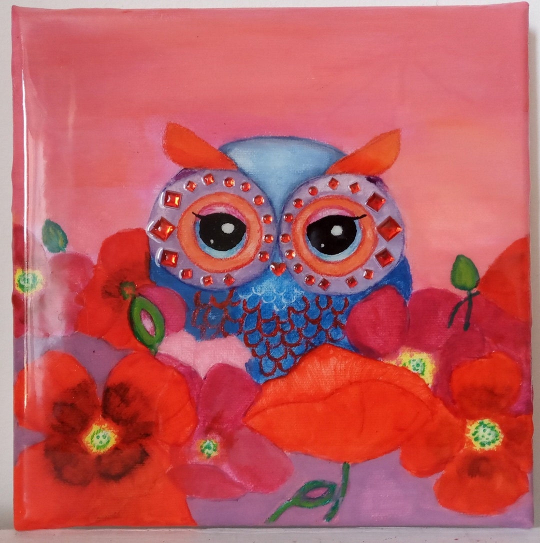 Colorful Owl Table Etsy