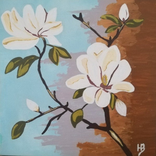 Tableau fleurs blanches