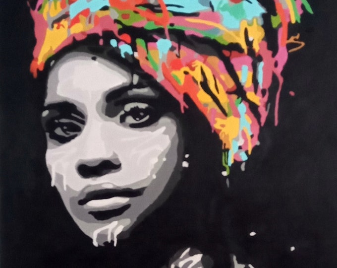 Portrait painting African woman