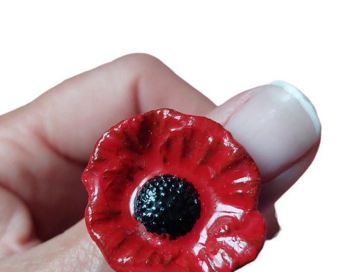 Ceramic poppy flower ring