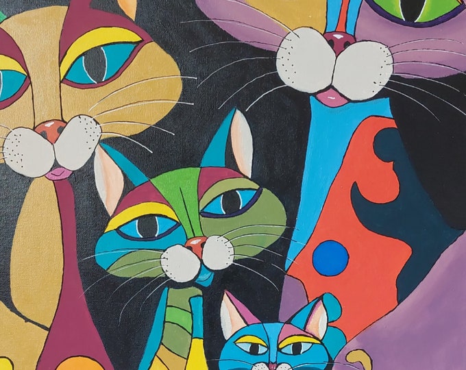 Colorful cats painting