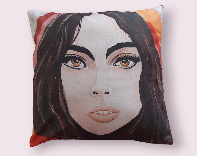 Modern woman portrait decorative cushion