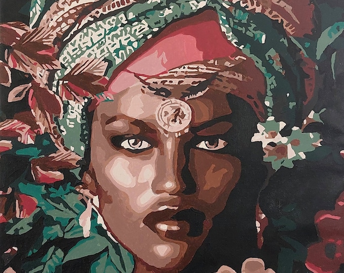 Modern painting portrait of African woman